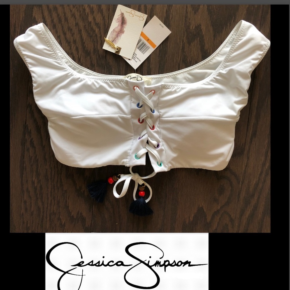JESSICA SIMPSON• White Front Lace-Up Swim Suit - Picture 5 of 9